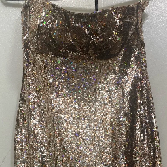 gold mermaid dress gown Ellie Wilde EW36006 Long Formal Glitter Mermaid Prom Dress